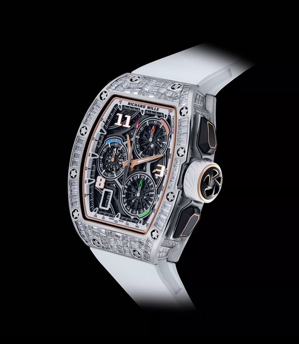 Richard Mille RM 72-01 Automatic Winding Lifestyle Flyback Chronograph White Gold with Baguette Diamonds