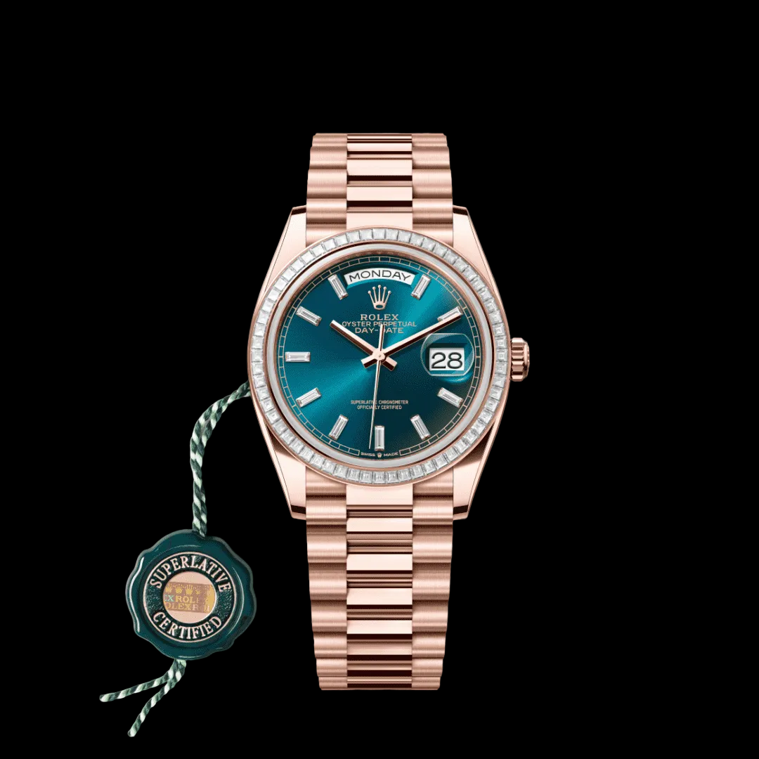 Rolex
Day-Date 36
Oyster, 36 mm, Everose gold and diamonds
M128395TBR-0032